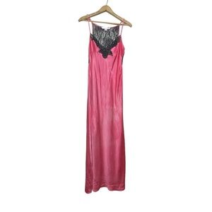 Victoria's Secret Pink Garment Dyed Silk Slip Dress Size Medium Lace Vintage